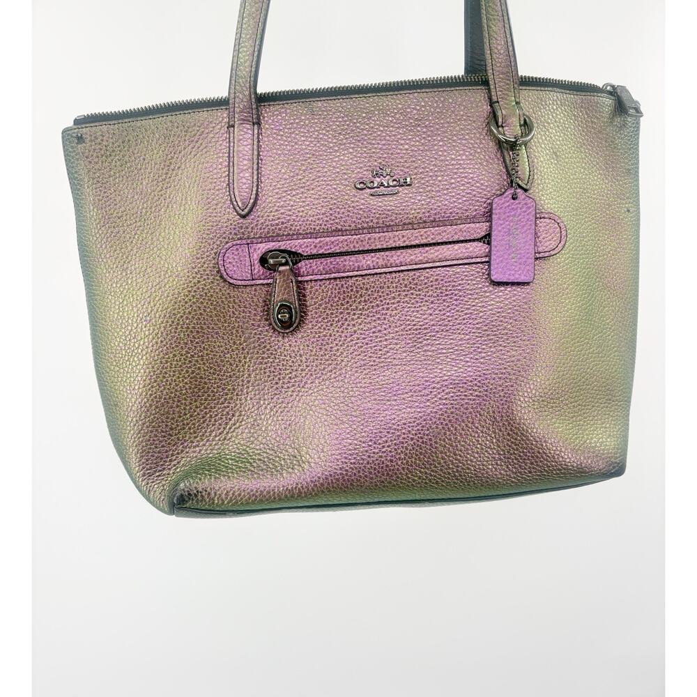 💚💜Coach Hologram Iridescent Taylor Tote Shoulder Bag Purse Mermaid Purple Gree